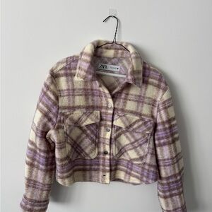 Zara Purple and Cream Plaid Jacket